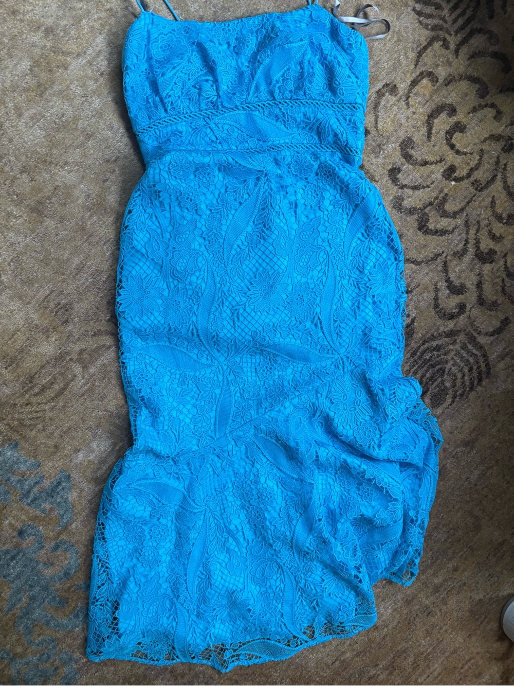 NEW Monique Lhuillier $495 blue lace gown size 6